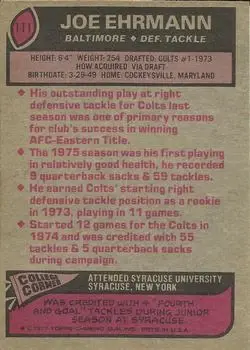 1977 Topps #111 - Joe Ehrmann - Baltimore Colts