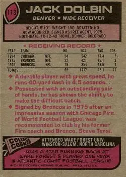 1977 Topps #113 - Jack Dolbin - Denver Broncos
