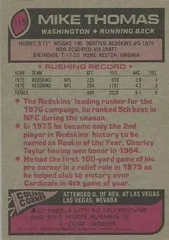 1977 Topps #115 - Mike Thomas - Washington Redskins