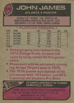 1977 Topps #120 - John James - Atlanta Falcons