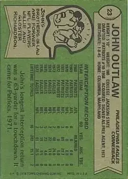 1978 Topps #23 - John Outlaw - Philadelphia Eagles