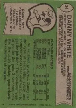 1978 Topps #24 - Danny White - Dallas Cowboys
