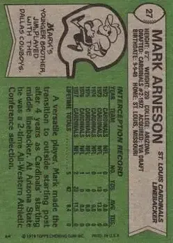 1978 Topps #27 - Mark Arneson - St. Louis Cardinals