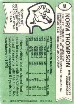 1978 Topps #29 - Norm Thompson - Baltimore Colts