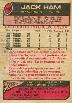 1977 Topps Mexican #140 - Jack Ham - Pittsburgh Steelers