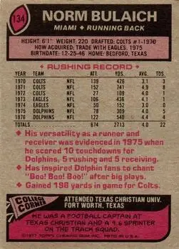 1977 Topps #134 - Norm Bulaich - Miami Dolphins
