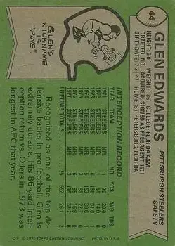 1978 Topps #44 - Glen Edwards - Pittsburgh Steelers