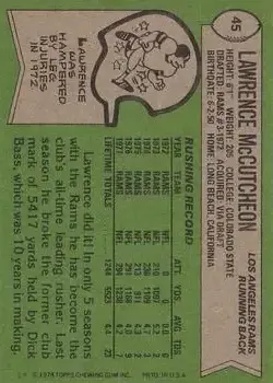1978 Topps #45 - Lawrence McCutcheon - Los Angeles Rams
