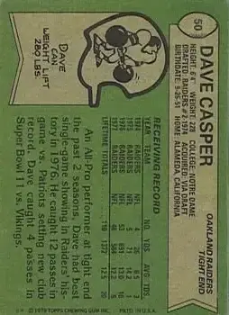 1978 Topps #50 - Dave Casper - Oakland Raiders