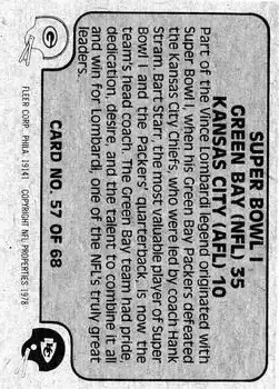 1978 Fleer Team Action #57 - Card #57 - Back