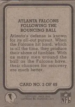 1979 Fleer Team Action #2 - Card #2 - Atlanta Falcons