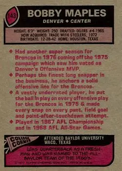 1977 Topps #143 - Bobby Maples - Denver Broncos
