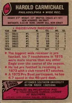 1977 Topps #144 - Harold Carmichael - Philadelphia Eagles