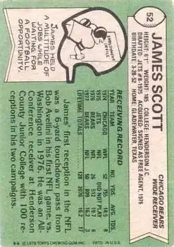 1978 Topps #52 - James Scott - Chicago Bears
