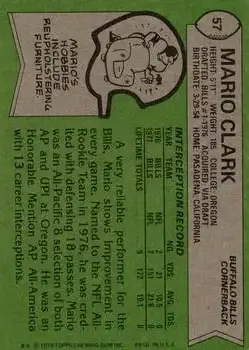 1978 Topps #57 - Mario Clark - Buffalo Bills 1978 Topps #57 - Mario Clark - Buffalo Bills