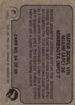 1978 Fleer Team Action #64 - Card #64 - Back