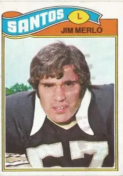 1977 Topps Mexican #158 - Jim Merlo - New Orleans Saints - Front 1977 Topps Mexican #158 - Jim Merlo - New Orleans Saints - Front