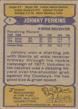 1979 Topps #7 - Johnny Perkins - New York Giants