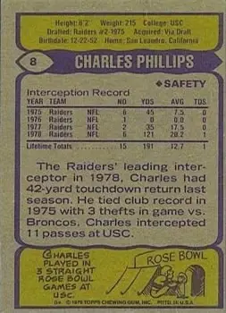 1979 Topps #8 - Charles Phillips - Oakland Raiders