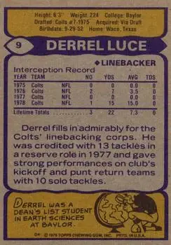 1979 Topps #9 - Derrel Luce - Baltimore Colts