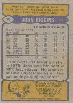 1979 Topps #10 - John Riggins - Washington Redskins