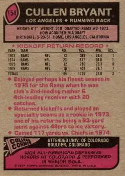 1977 Topps #154 - Cullen Bryant - Los Angeles Rams