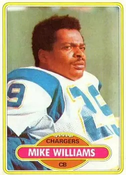 1980 Topps #8 - Mike Williams - San Diego Chargers 1980 Topps #8 - Mike Williams - San Diego Chargers