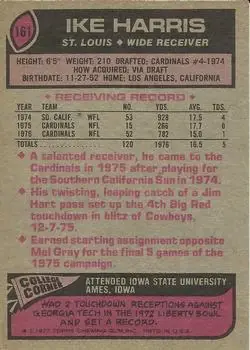 1977 Topps #161 - Ike Harris - St. Louis Cardinals - Back