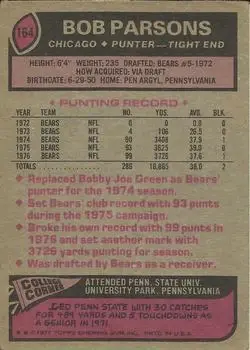 1977 Topps #164 - Bob Parsons - Chicago Bears