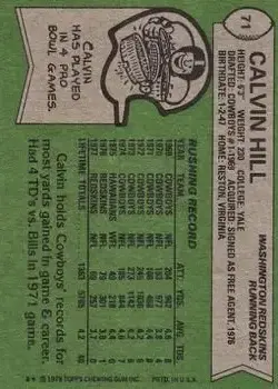 1978 Topps #71 - Calvin Hill - Washington Redskins 1978 Topps #71 - Calvin Hill - Washington Redskins