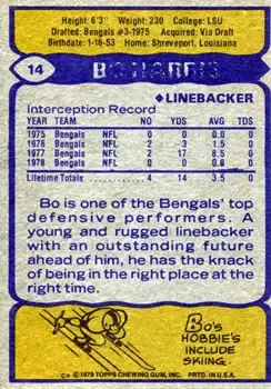 1979 Topps #14 - Bo Harris - Cincinnati Bengals 1979 Topps #14 - Bo Harris - Cincinnati Bengals