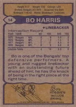 1979 Topps #14 - Bo Harris - Cincinnati Bengals