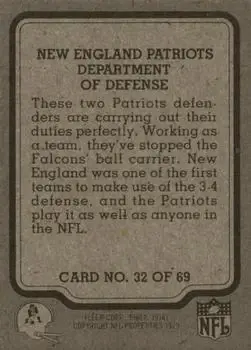 1979 Fleer Team Action #32 - Card #32 - New England Patriots - Back 1979 Fleer Team Action #32 - Card #32 - New England Patriots - Back