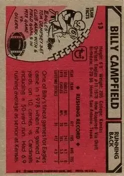 1980 Topps #13 - Billy Campfield - Philadelphia Eagles 1980 Topps #13 - Billy Campfield - Philadelphia Eagles