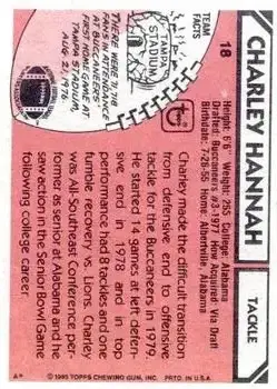 1980 Topps #18 - Charley Hannah - Tampa Bay Buccaneers - Back