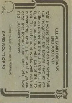 1980 Fleer Team Action #11 - Card #11 - Cleveland Browns - Back 1980 Fleer Team Action #11 - Card #11 - Cleveland Browns - Back