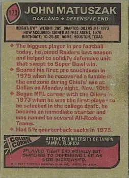 1977 Topps #173 - John Matuszak - Oakland Raiders