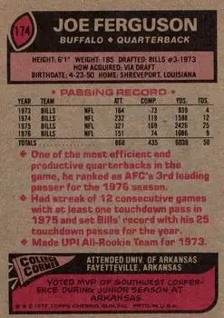 1977 Topps #174 - Joe Ferguson - Buffalo Bills