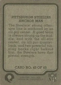 1979 Fleer Team Action #43 - Card #43 - Pittsburgh Steelers - Back
