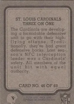 1979 Fleer Team Action #46 - Card #46 - St. Louis Cardinals - Back