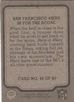 1979 Fleer Team Action #49 - Card #49 - San Francisco 49ers - Back