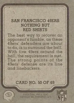 1979 Fleer Team Action #50 - Card #50 - San Francisco 49ers - Back