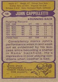 1979 Topps #18 - John Cappelletti - Los Angeles Rams
