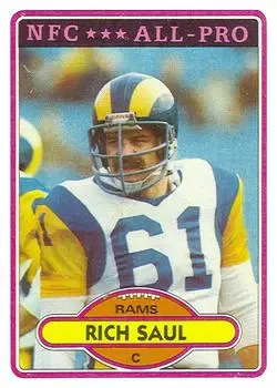 1980 Topps #25 - Rich Saul - Los Angeles Rams