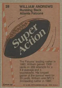 1981 Topps #28 - William Andrews - Atlanta Falcons