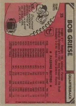 1980 Topps #35 - Bob Griese - Miami Dolphins