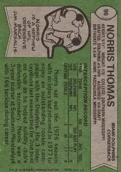 1978 Topps #96 - Norris Thomas - Miami Dolphins