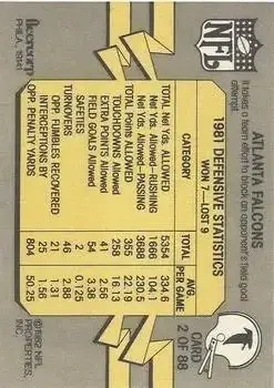 1982 Fleer Team Action #2 - Card #2 - Atlanta Falcons