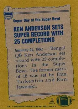 1982 Topps #1 - Ken Anderson - Cincinnati Bengals