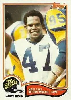 1982 Topps #3 - Leroy Irvin - Los Angeles Rams